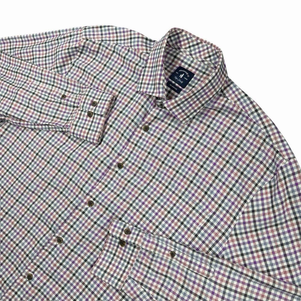 Johnnie-O Top Shelf Men’s XL Purple Gray Plaid Long-Sleeve Button-Down Shirt